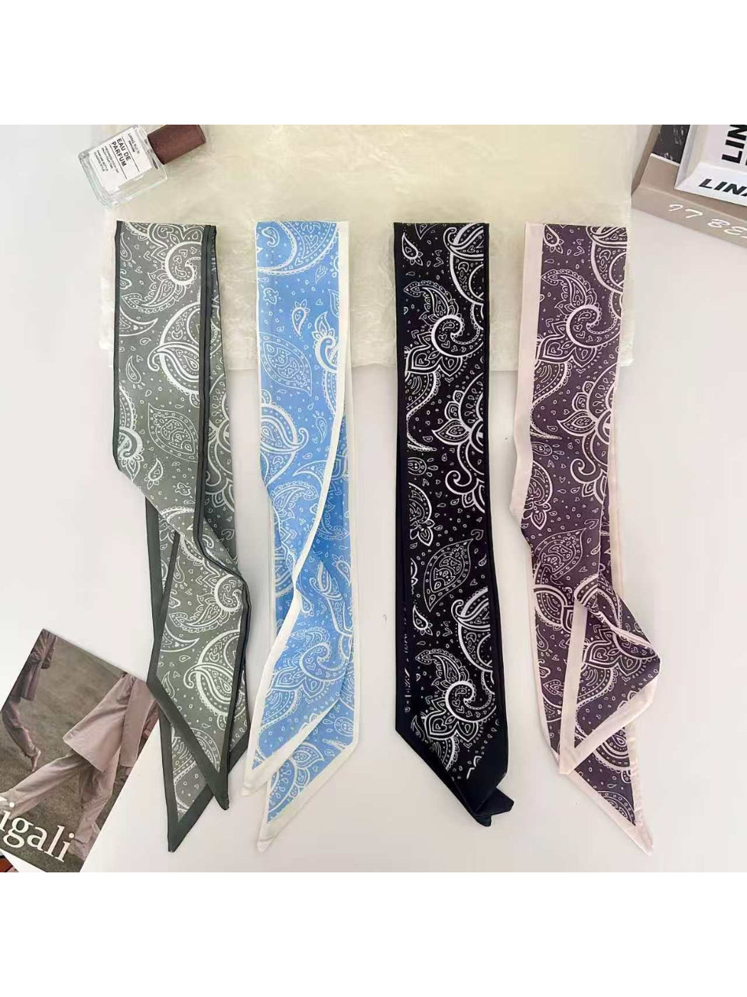 Scarvii Paisley Tie-Style Skinny Scarf