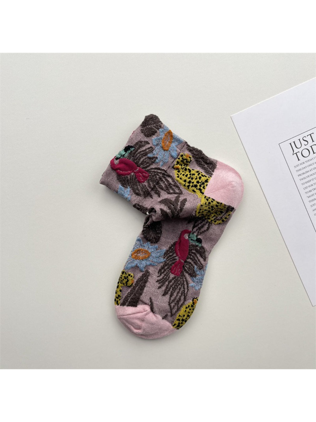 Rufia embossed floral mid-calf socks