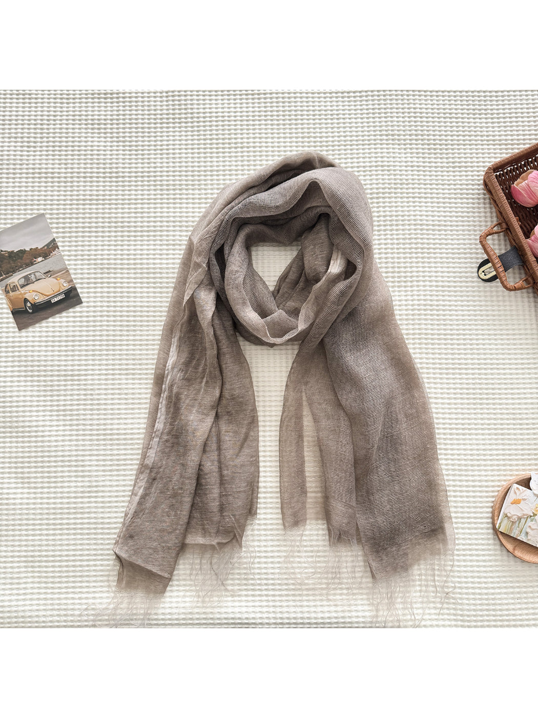 Scarvii - Fringe Edge Woven Long Scarf