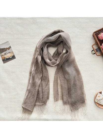 Scarvii - Fringe Edge Woven Long Scarf
