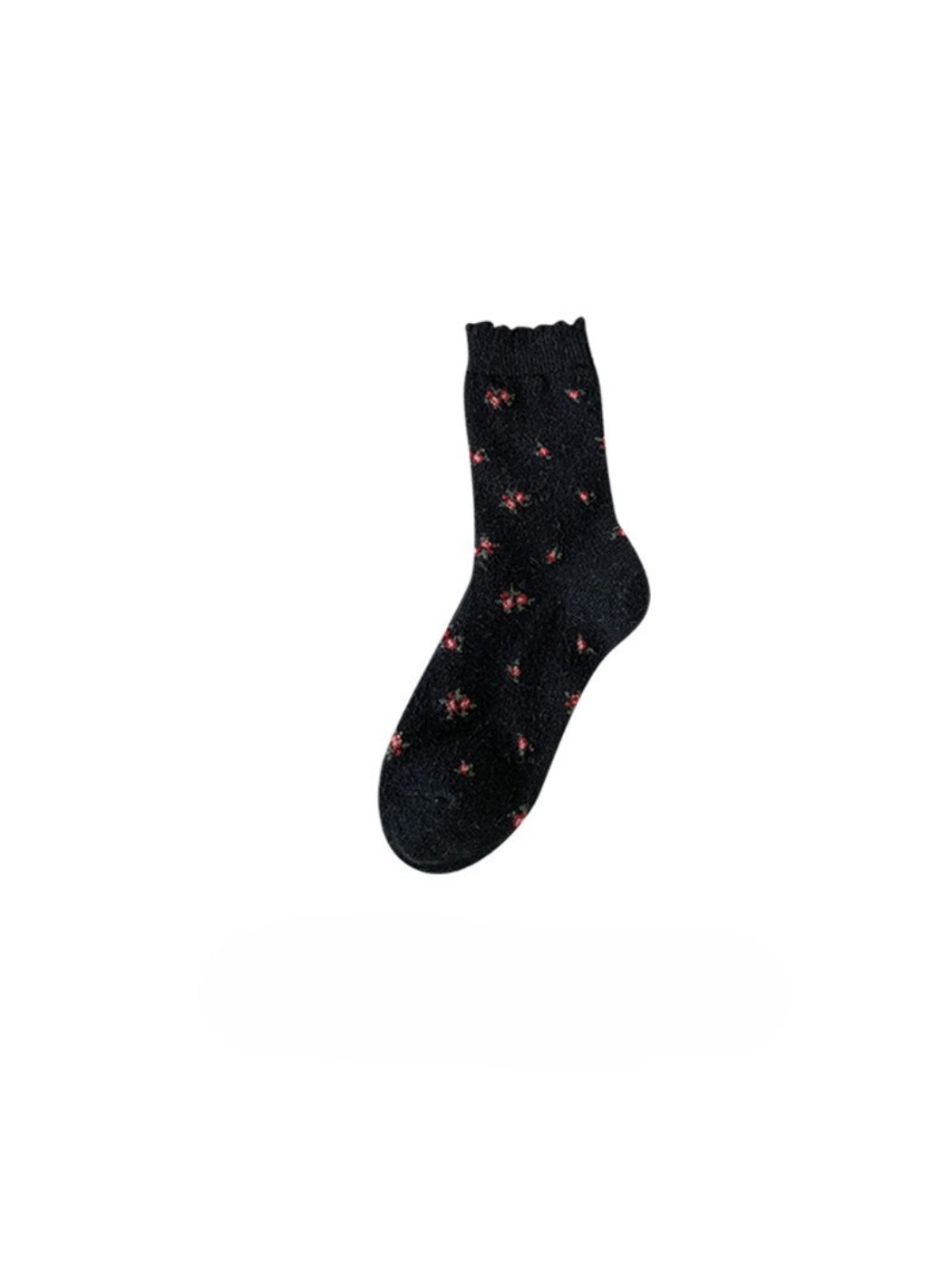 Rufia - Tiny Floral Knit Crew Socks