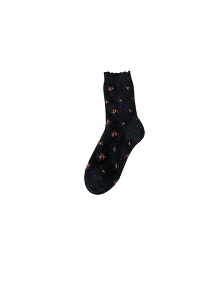 Rufia - Tiny Floral Knit Crew Socks