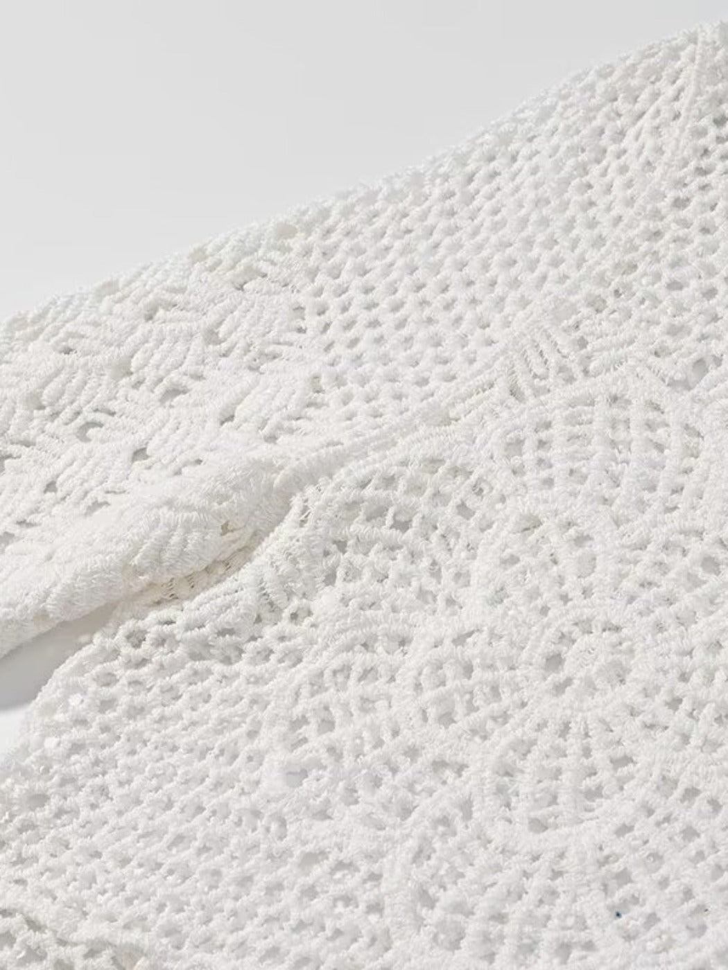 Crosa - Hollow Knitted Round Neck Long-Sleeve Top Sweater