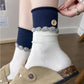 Rufia - White Mid-calf Socks with Various Patterns – 7 Options