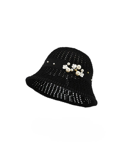 Side view of Haila beaded flower accent bucket hat