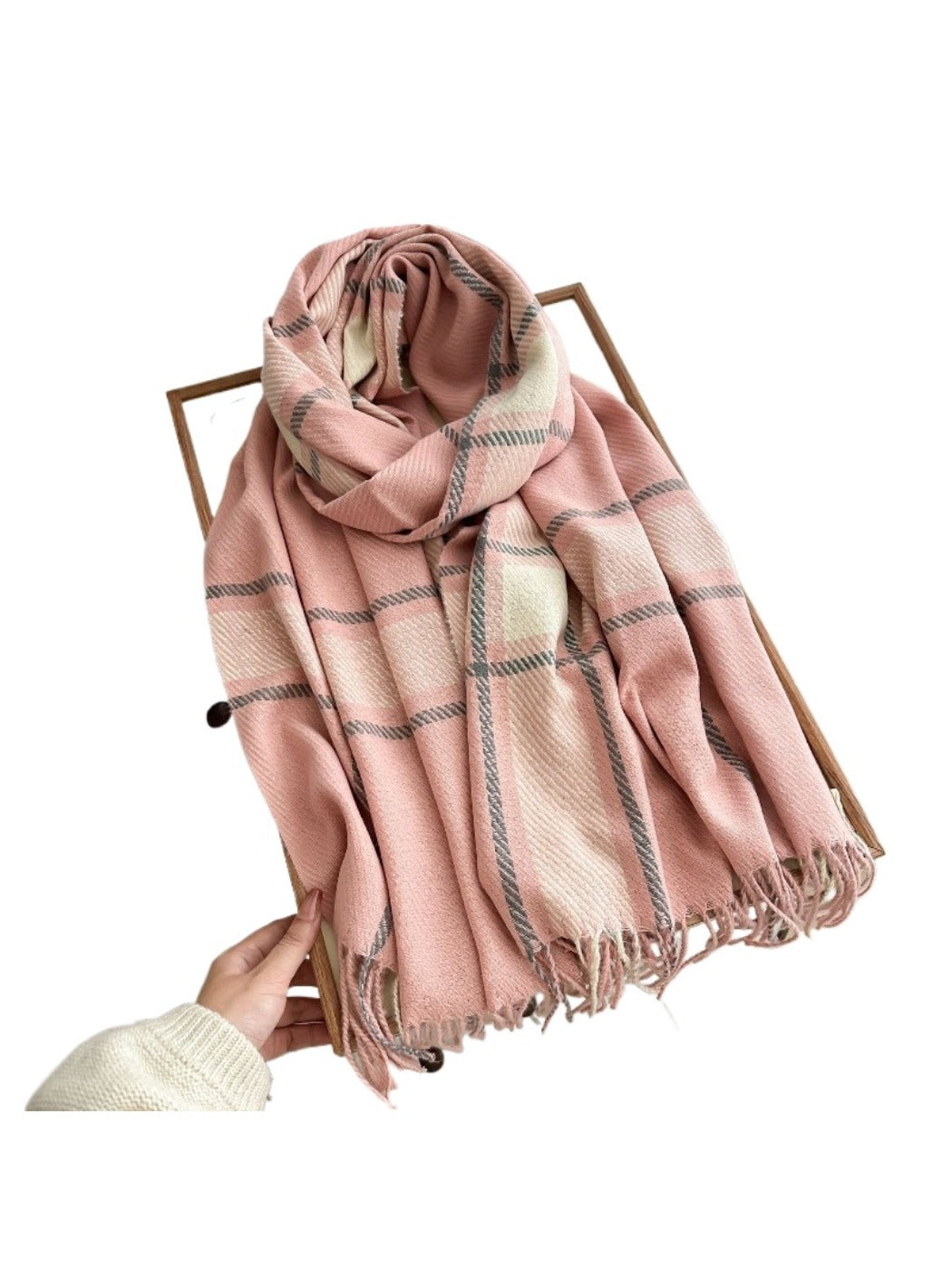 Scarvii - Cozy Plaid Tassel Scarf for Women