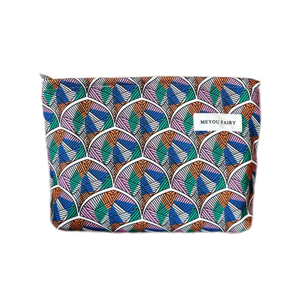 Cosbai - Colorful Fan-Print Makeup Bag - Practical & Basic