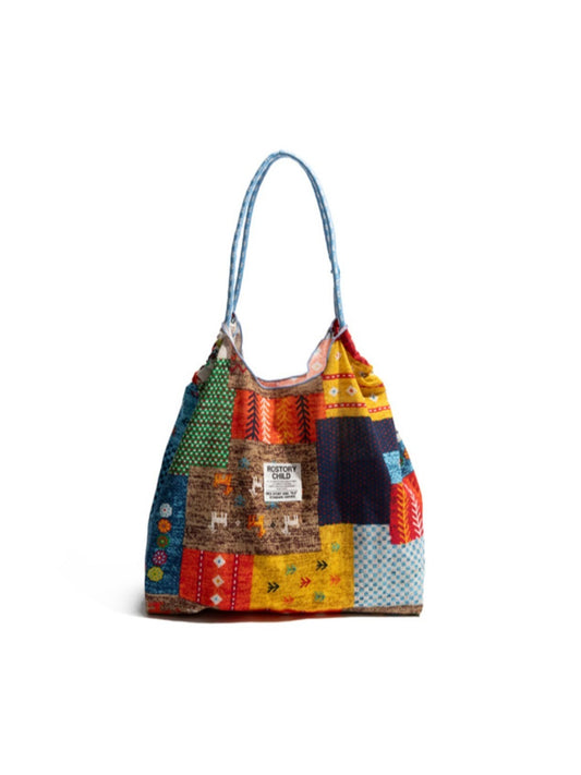 Cosbai - Colorblock Large Shoulder Bag - Spacious & Unique