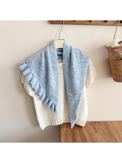 Scarvii - Fuzzy Knit Fringe Triangle Scarf