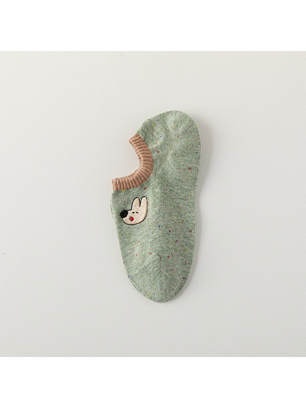 Rufia no show socks with subtle embroidered dot pattern in soft color