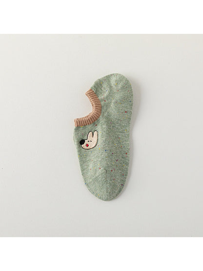 Rufia no show socks with subtle embroidered dot pattern in soft color