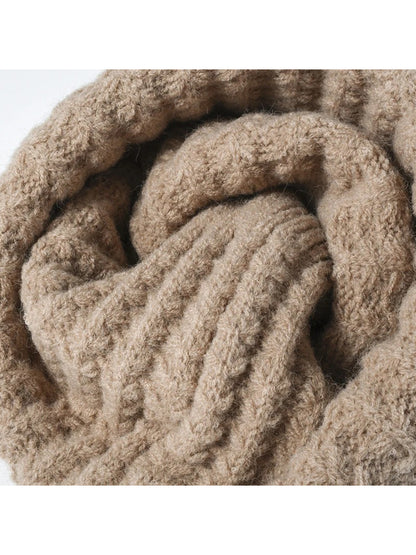Haila - Fuzzy Textured Rib Knit Cuffed Beanie