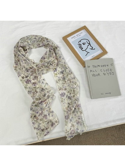 Scarvii - Elegant Light-hued Floral Print Scarf
