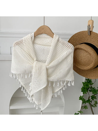 Scarvii - Textured Knit Tassel Shawl