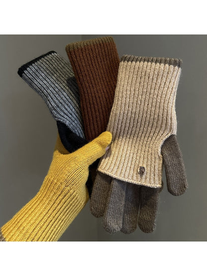 Gloving - Colorblock Ribbed Knit Winter Gloves