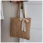 Cosbai - Khaki Woven Straw Beach Tote Bag