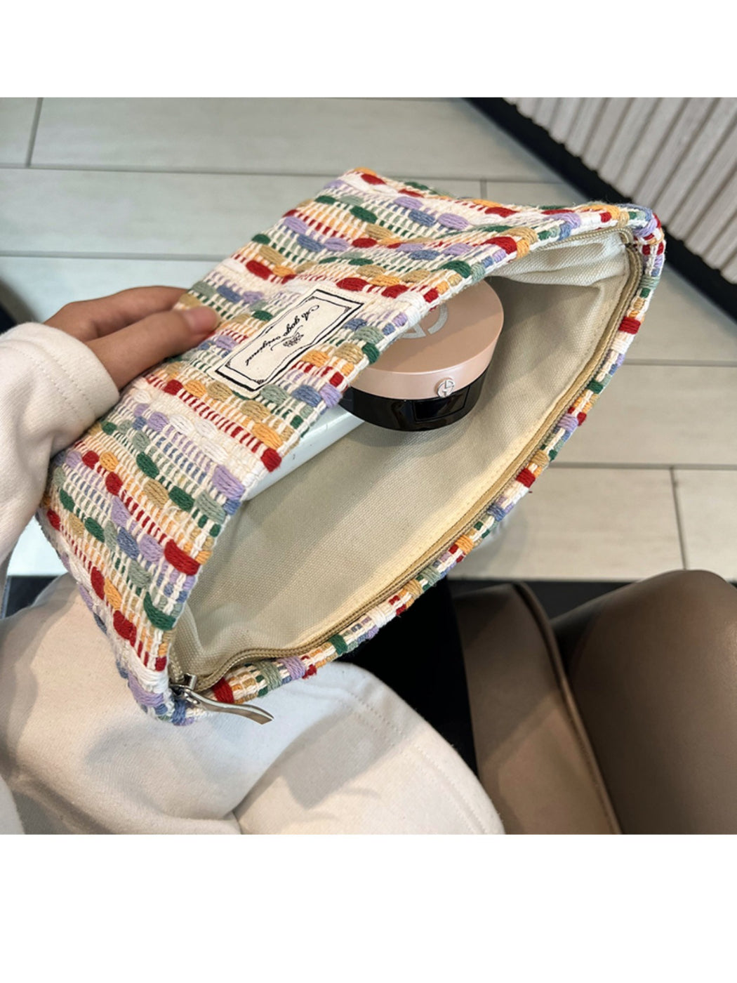 Cosbai - Multicolor Woven Zip Pouch