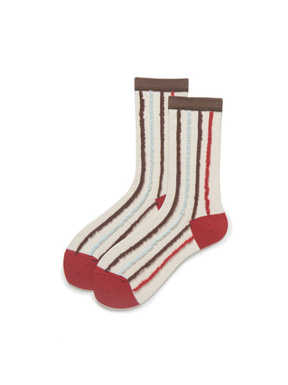 Rufia - Contrast Stripe Textured Crew Socks