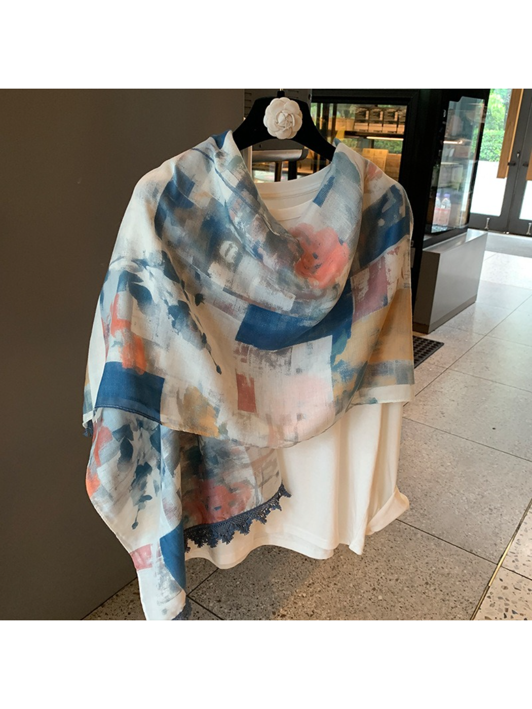 Scarvii - Abstract Color-Block Fringe Scarf