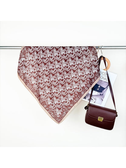 Scarvii - Classic Paisley Print Colorblock Square Scarf