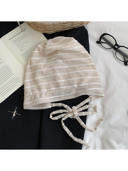 Haila - Striped Tie Strap Headscarf Cap
