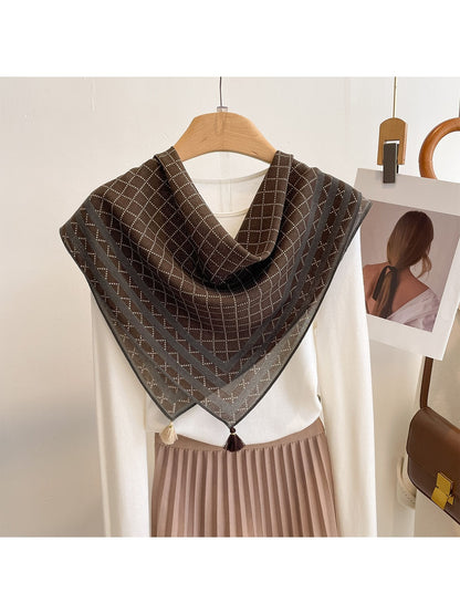 Scarvii - Retro Dot Diamond Grid Pattern Square Scarf
