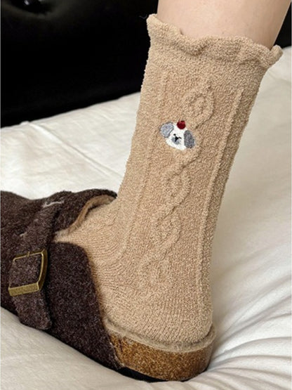 Rufia - Cute Cartoon Coral Fleece Winter Socks