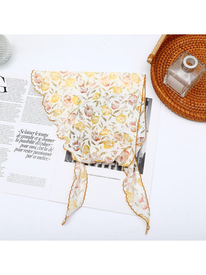Scarvii - Bright Floral Printed Decorative Triangle Bandana