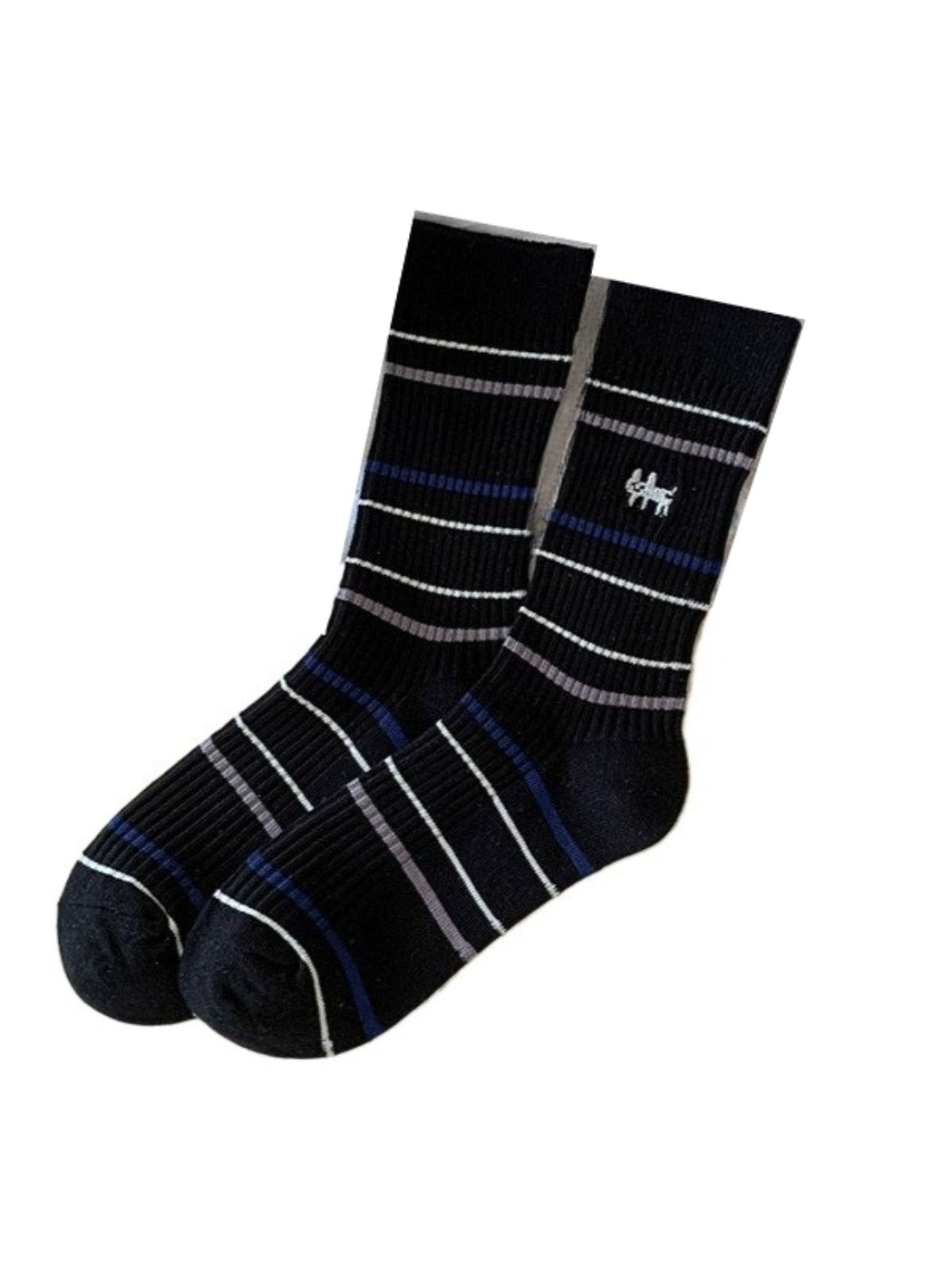 Rufia - Stripe Mid-Calf Capsule Sock with Puppy Patterns