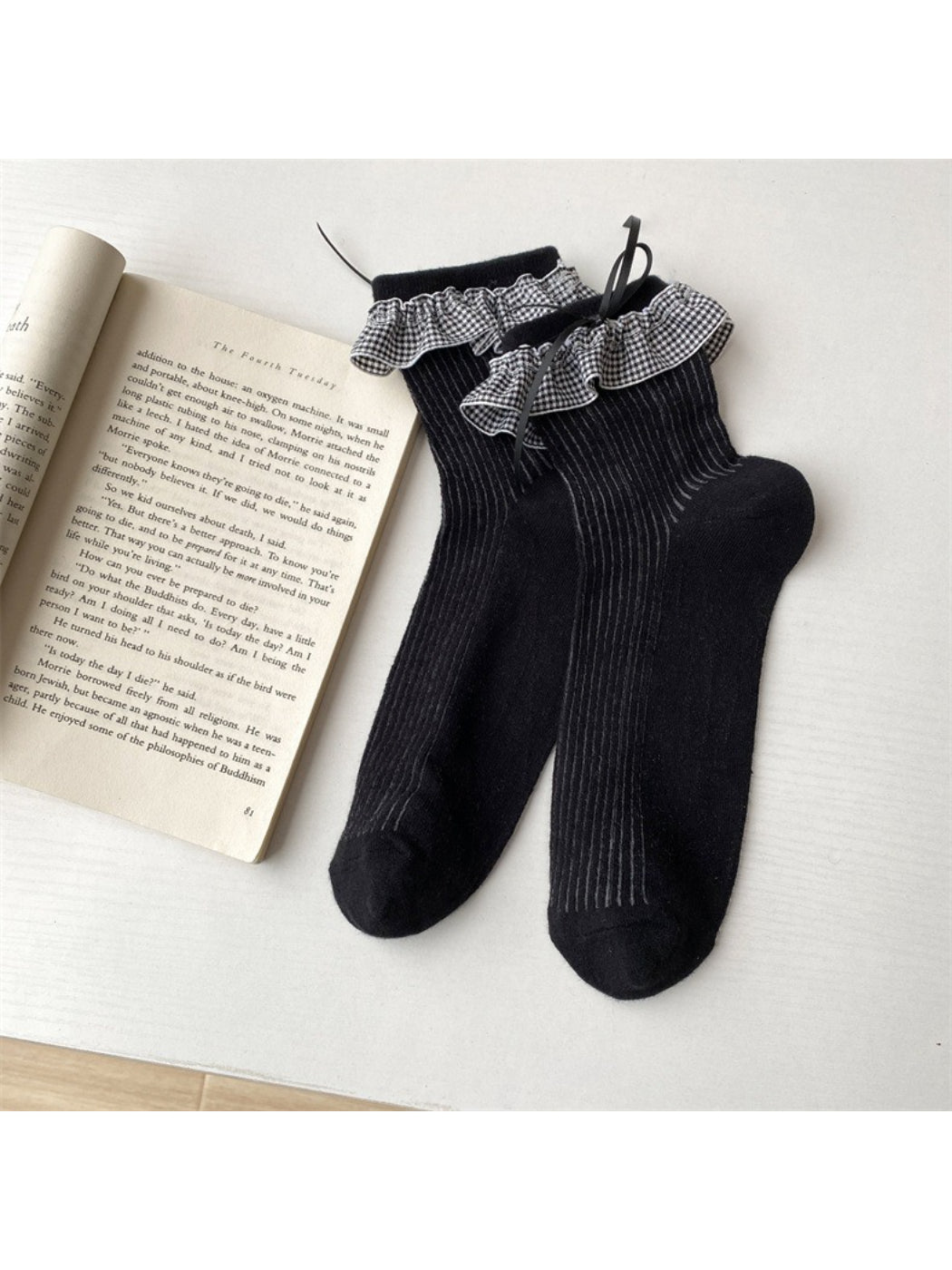 Rufia - Sweet Gingham Ruffle Crew Socks