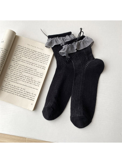 Rufia - Sweet Gingham Ruffle Crew Socks