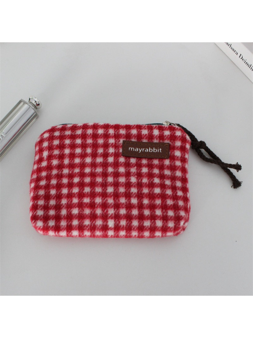 Cosbai - Vintage Plaid Zip Coin Pouch Bag