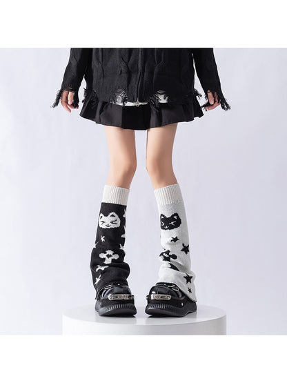 Cozyra - Cartoon Jacquard High Tube Leg Warmers