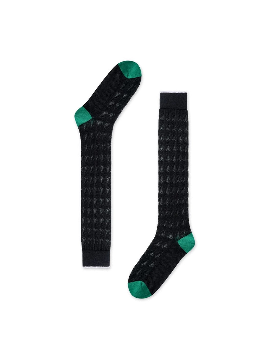 Rufia - Openwork Colorblock Knee-high Socks