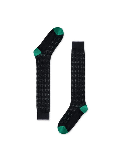 Rufia - Openwork Colorblock Knee-high Socks