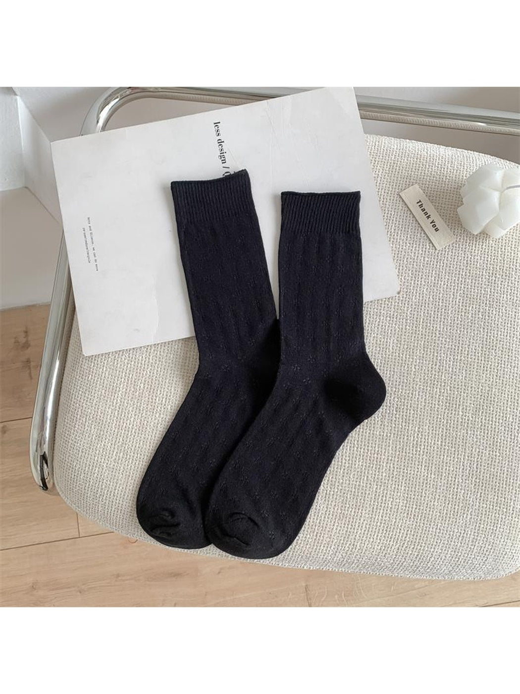 Rufia - Minimalist Clover Openwork Detail Crew Socks