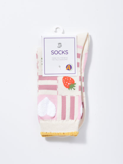 Rufia -  Strawberry Floral Pattern Women's Socks