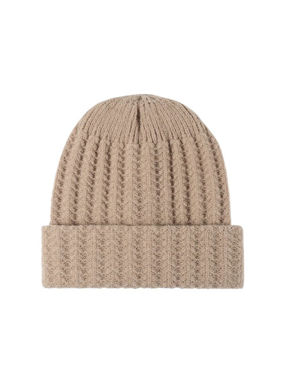 Haila - Fuzzy Textured Rib Knit Cuffed Beanie