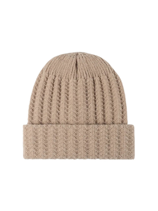 Haila - Fuzzy Textured Rib Knit Cuffed Beanie