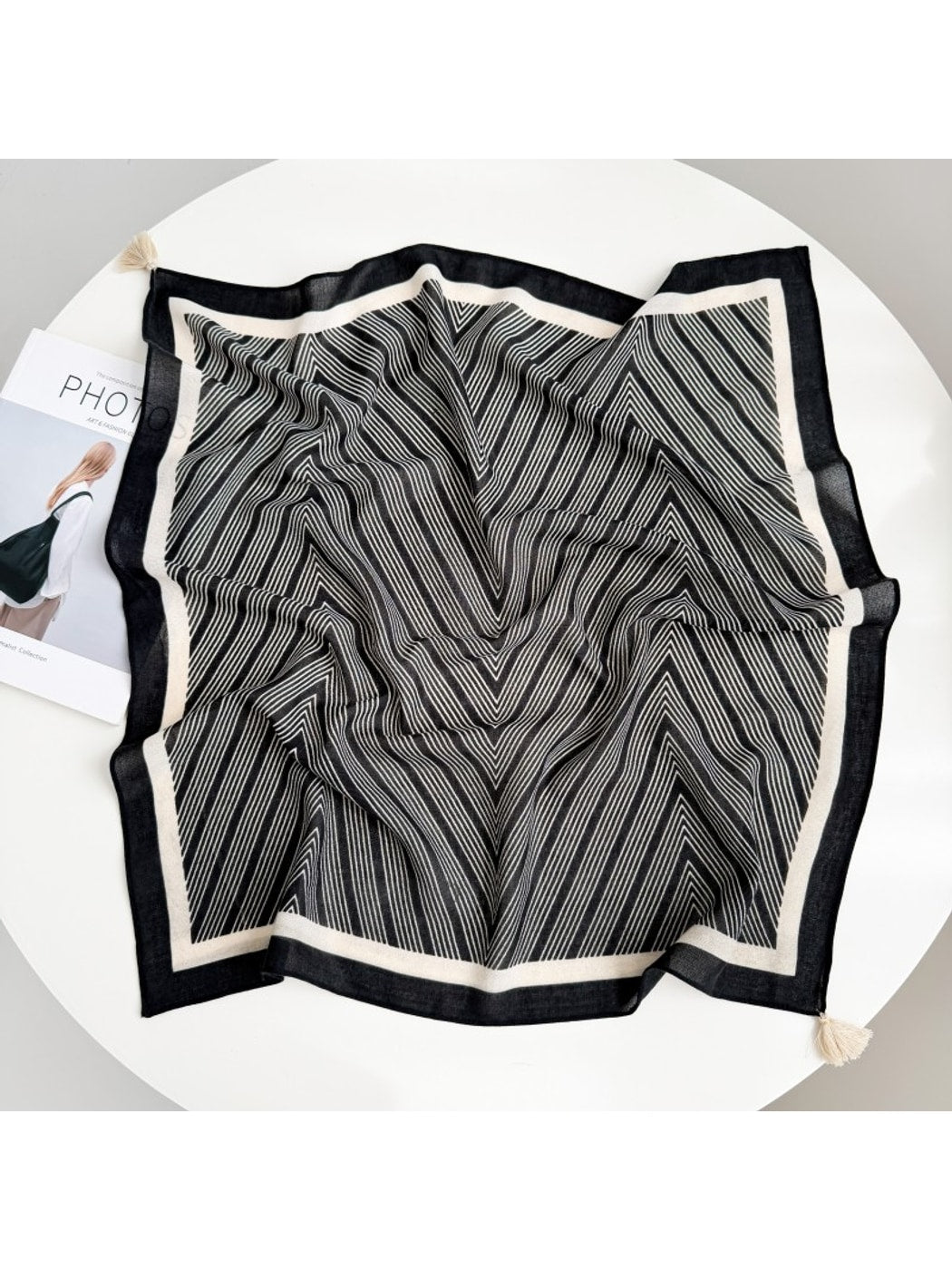 Scarvii - Graphic Line Printed Square Scarf