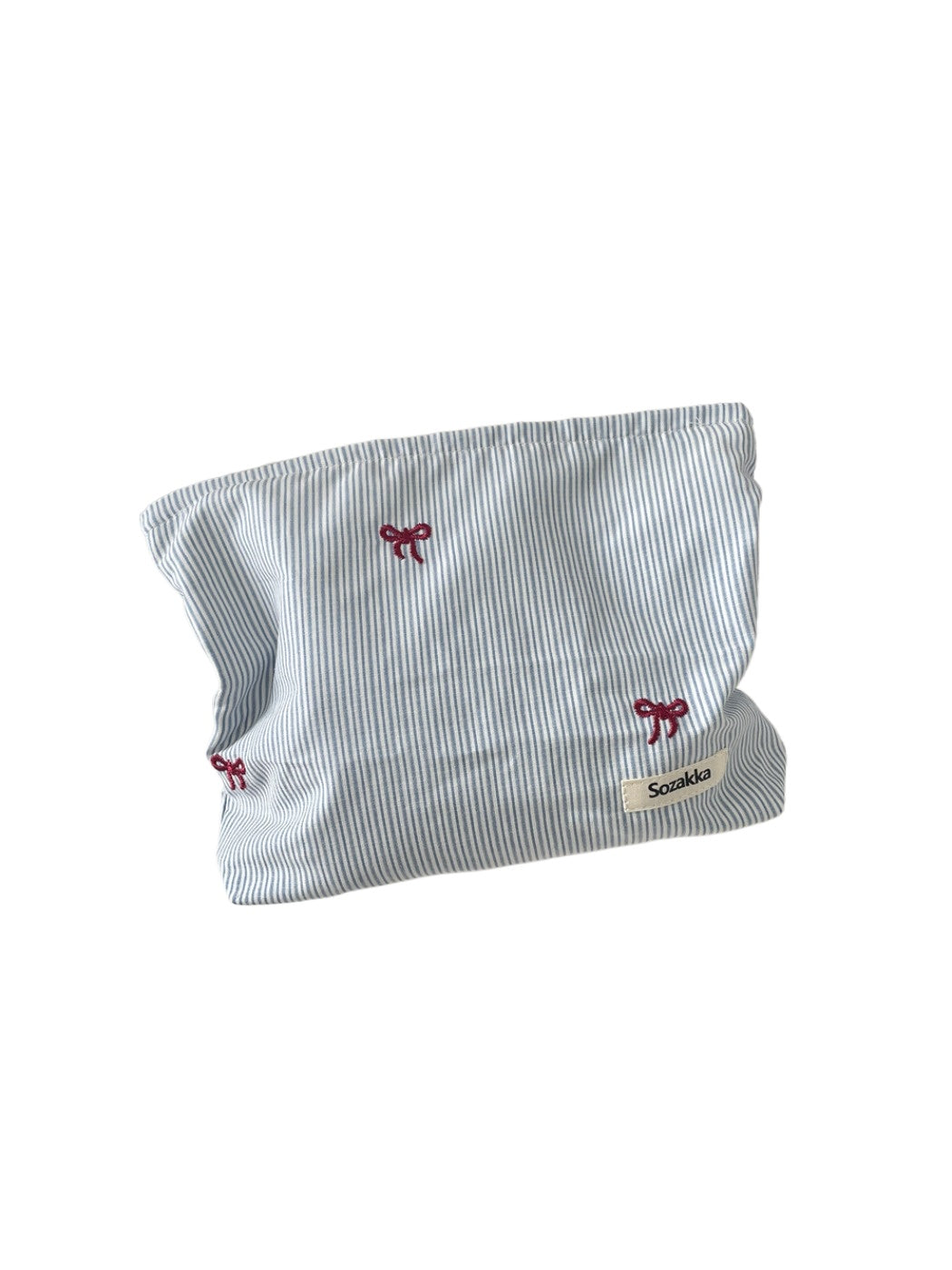 Cosbai – Blue Plaid & Bow Embroidered Cosmetic Bag