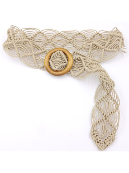 Beco Woven Ring Buckle Waist Belt with woven texture
