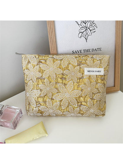 Cosbai - Elegant Floral Zippered Cosmetic Bag