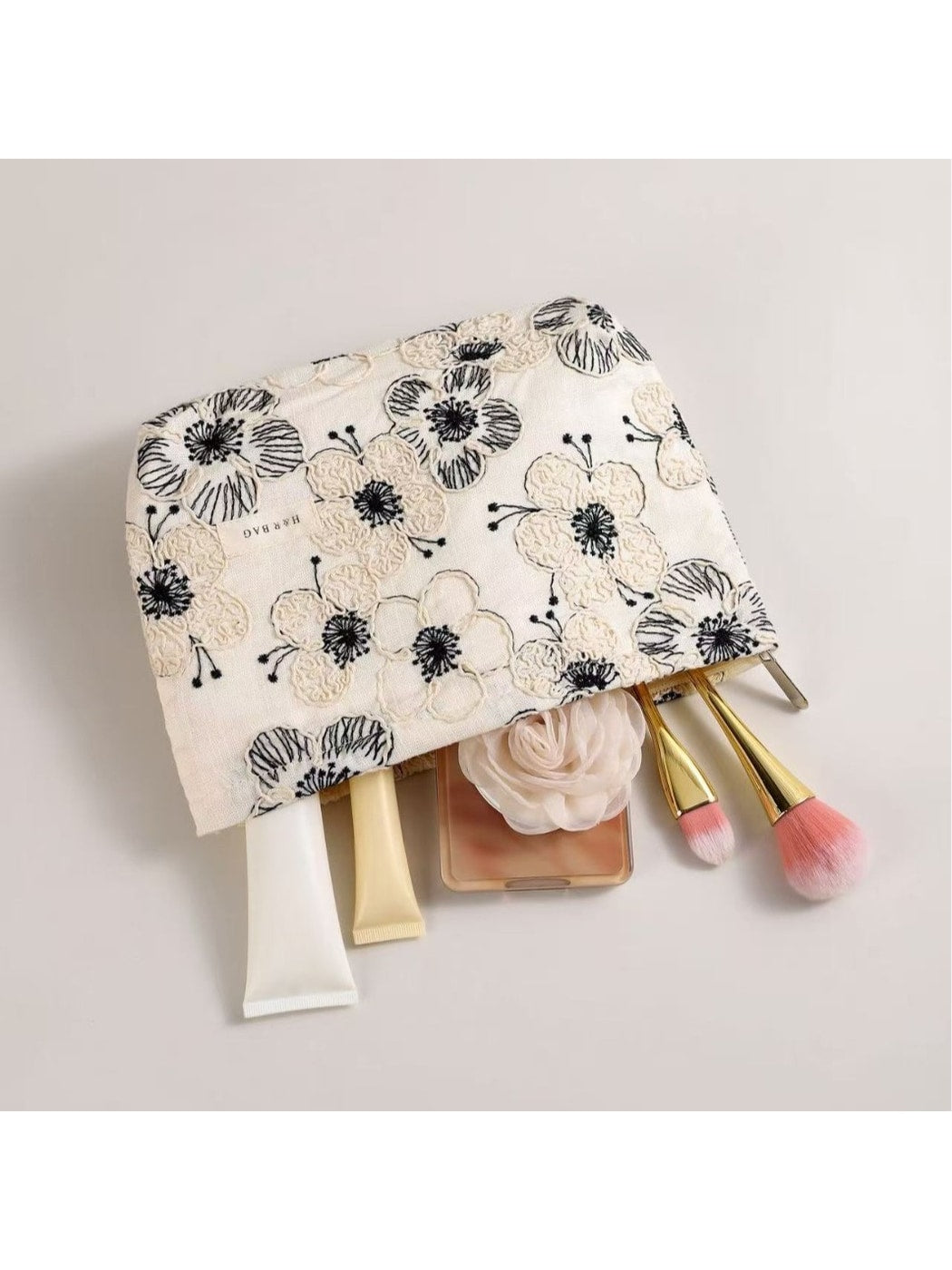 Cosbai - Floral Embroidered Travel Toiletry Bag