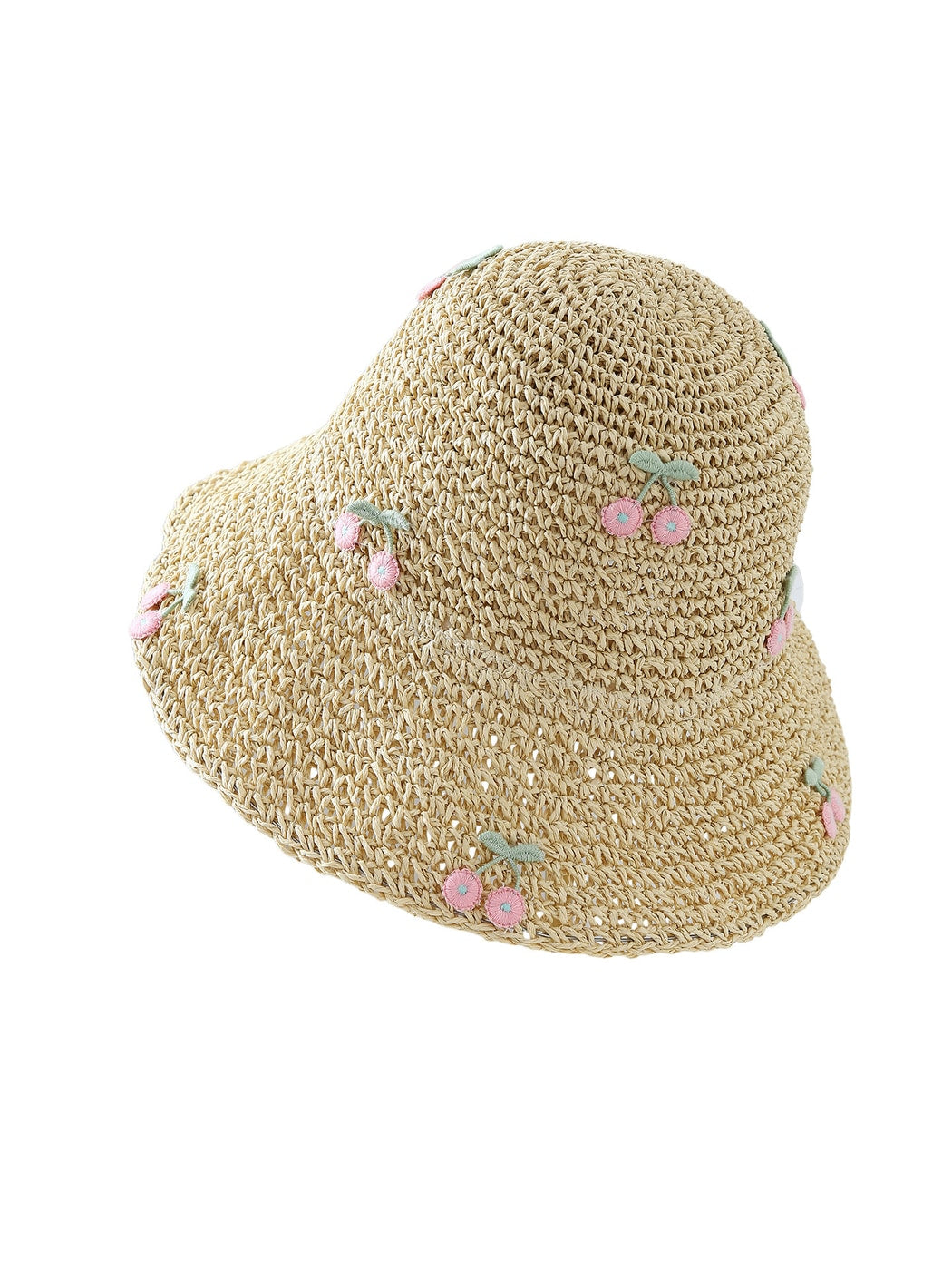 Haila - Cherry Detail Foldable Wide Brim Women's Hat