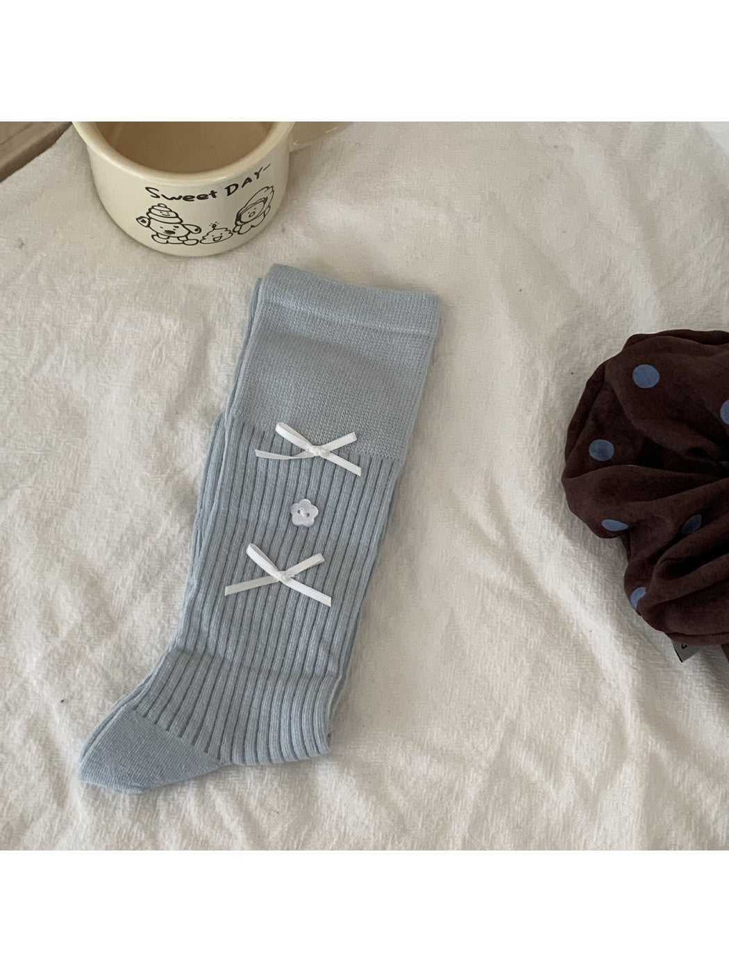 Rufia - Preppy Heart and Bow Crew Socks