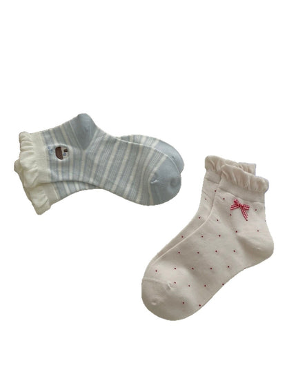 Rufia - Cute Dog Decorative Ruffle Cuff Socks