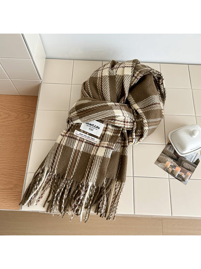 Scarvii - Cozy Vintage Check Tassel Scarf