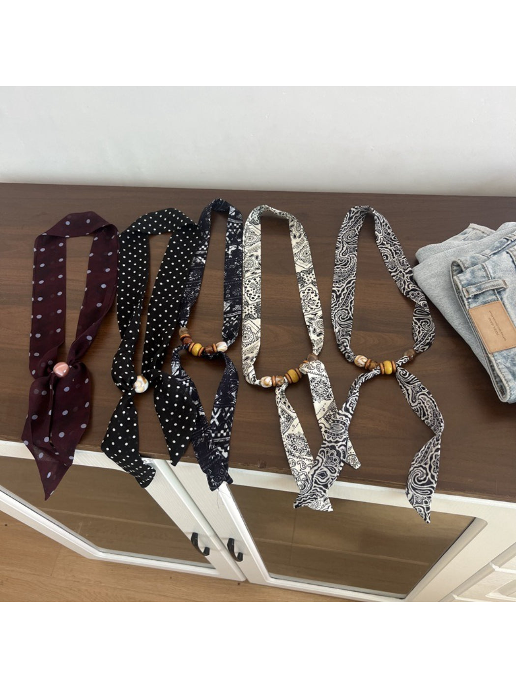Scarvii Decorative Beaded Skinny Scarf