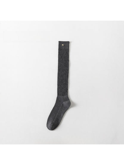 Rufia - Small Metal Plate Detail Solid Color Knee-high Socks